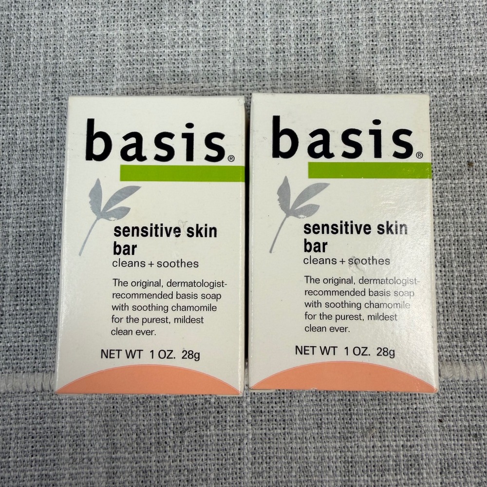 Basis‎ Sensitive Skin Bar 1oz Soap Bar - Two Bars Travel Mini Size